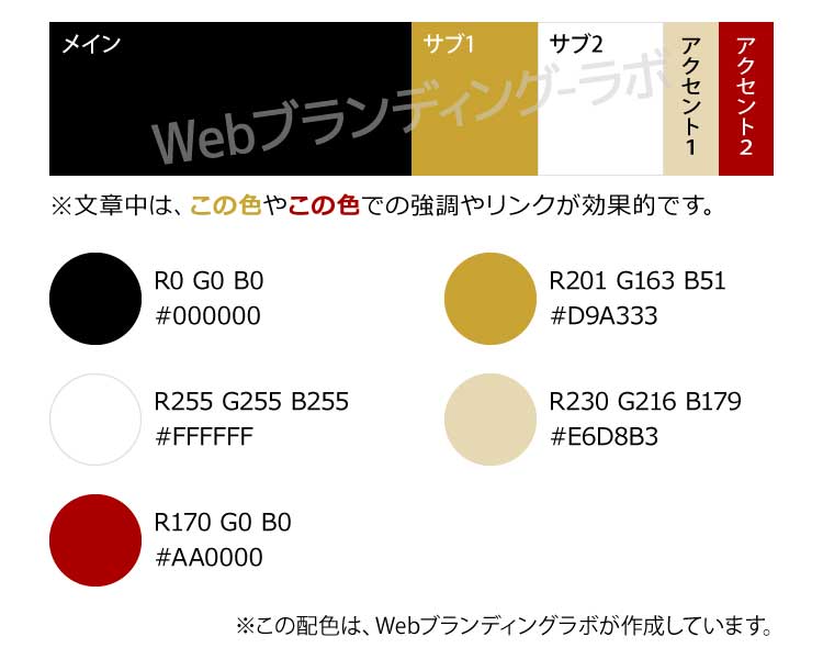 【高級感のある色の組み合わせ】黒・ブラック カラーコードのrgbカラーパレット