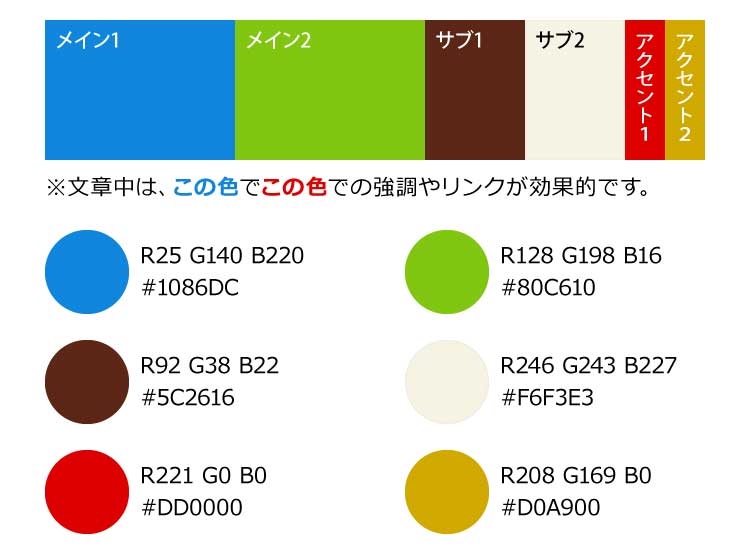 【最新版】父の日の配色|ホームページ制作・チラシ用の無料カラーコード(RGB・HEXコード付)|明るくフレッシュな青と緑の「父の日」の配色